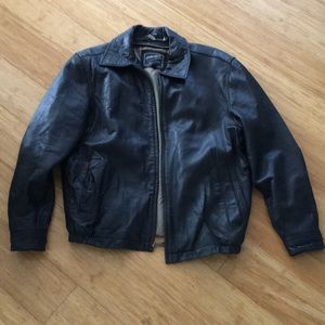Super Cool Men’s Black Leather Bomber Jacket S
